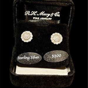 NWT Macys Fine Jewelry Sterling Silver and Diamond studs